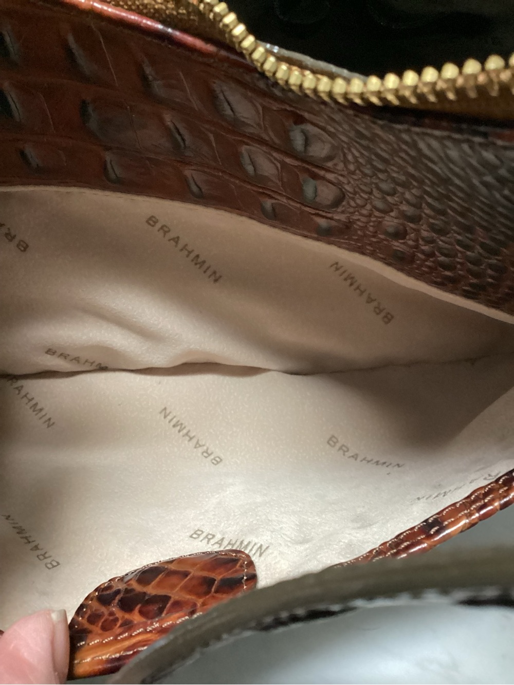 Brahmin Tabitha Croc-Embossed Shoulder Hobo Bag Like New - Picture 13 of 14